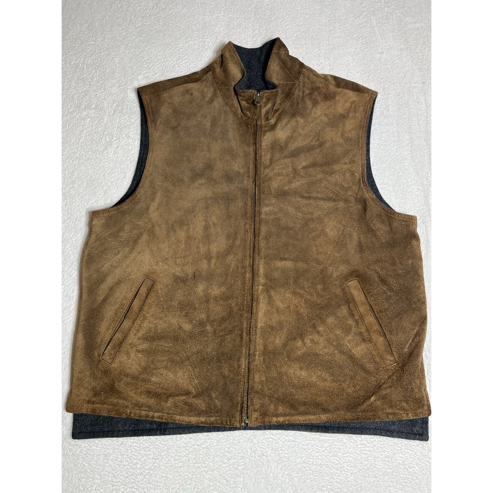 Mark Shale Reversible Leather Wool Cashmere Vest Men's L Western Cowboy Old West